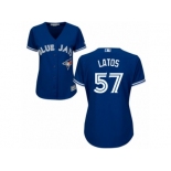Women's Majestic Toronto Blue Jays #57 Mat Latos Authentic Blue Alternate MLB Jersey Women's Majestic Toronto Blue Jays #57 Mat Latos Authentic Blue Alternate MLB Jersey
