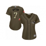 Women's Majestic Toronto Blue Jays #7 B.J. Upton Authentic Green Salute to Service MLB Jersey Women's Majestic Toronto Blue Jays #7 B.J. Upton Authentic Green Salute to Service MLB Jersey