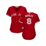 Women's Majestic Toronto Blue Jays #8 Kendrys Morales Authentic Red Canada Day MLB Jersey Women's Majestic Toronto Blue Jays #8 Kendrys Morales Authentic Red Canada Day MLB Jersey