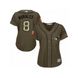 Women's Majestic Toronto Blue Jays #8 Kendrys Morales Replica Green Salute to Service MLB Jersey Women's Majestic Toronto Blue Jays #8 Kendrys Morales Replica Green Salute to Service MLB Jersey