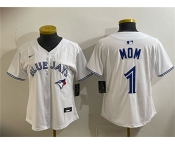 Women's Toronto Blue Jays #1 Mom White Limited Stitched Baseball Jersey Women's Toronto Blue Jays #1 Mom White Limited Stitched Baseball Jersey