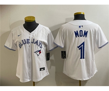 Women's Toronto Blue Jays #1 Mom White Limited Stitched Baseball Jersey