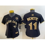 Women's Toronto Blue Jays #11 Bo Bichette Black Gold 2025 American League Champions Limited Stitched Baseball Jersey Women's Toronto Blue Jays #11 Bo Bichette Black Gold 2025 American League Champions Limited Stitched Baseball Jersey
