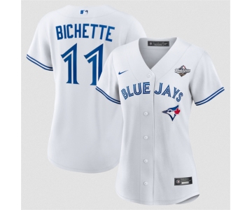 Women's Toronto Blue Jays #11 Bo Bichette White 2025 World Series Home Cool Base Stitched Baseball Jersey