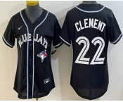 Women's Toronto Blue Jays #22 Ernie Clement 2026 Black Fashion Cool Base Jersey Women's Toronto Blue Jays #22 Ernie Clement 2026 Black Fashion Cool Base Jersey