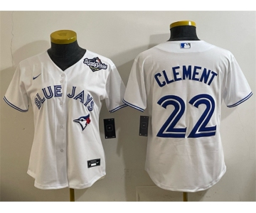 Women's Toronto Blue Jays #22 Ernie Clement White 2025 World Series Home Cool Base Stitched Baseball Jersey