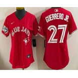 Women's Toronto Blue Jays #27 Vladimir Guerrero Jr Red 50 Seasons Patch Stitched Jersey Women's Toronto Blue Jays #27 Vladimir Guerrero Jr Red 50 Seasons Patch Stitched Jersey