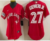 Women's Toronto Blue Jays #27 Vladimir Guerrero Jr Red 50 Seasons Patch Stitched Jersey Women's Toronto Blue Jays #27 Vladimir Guerrero Jr Red 50 Seasons Patch Stitched Jersey