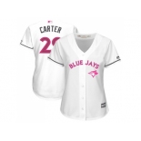 Women's Toronto Blue Jays #29 Joe Carter White Mother's Day Cool Base Stitched MLB Jersey Women's Toronto Blue Jays #29 Joe Carter White Mother's Day Cool Base Stitched MLB Jersey