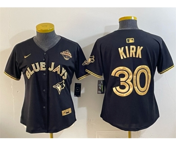 Women's Toronto Blue Jays #30 Alejandro Kirk Black Gold 2025 American League Champions Limited Stitched Baseball Jersey