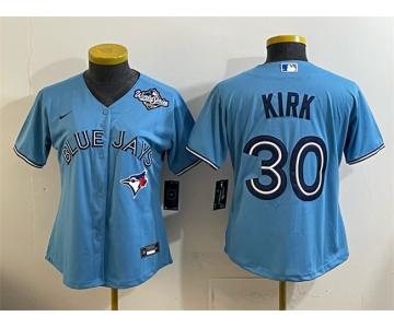 Women's Toronto Blue Jays #30 Alejandro Kirk Blue 2025 World Series Cool Base Stitched Baseball Jersey