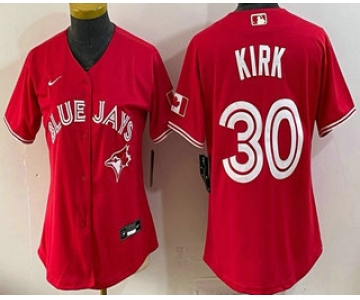 Women's Toronto Blue Jays #30 Alejandro Kirk Red Alternate Cool Base Jersey