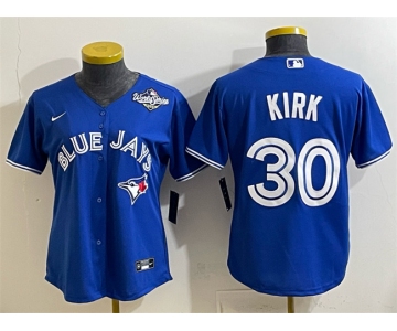Women's Toronto Blue Jays #30 Alejandro Kirk Royal 2025 World Series Cool Base Stitched Baseball Jersey