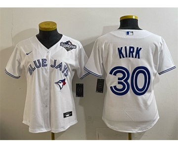 Women's Toronto Blue Jays #30 Alejandro Kirk White 2025 World Series Home Cool Base Stitched Baseball Jersey