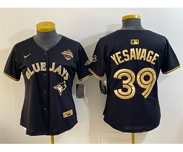 Women's Toronto Blue Jays #39 Trey Yesavage Black Gold 2025 American League Champions Limited Stitched Baseball Jersey