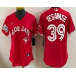 Women's Toronto Blue Jays #39 Trey Yesavage Red 50 Seasons Patch Stitched Jersey