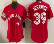 Women's Toronto Blue Jays #39 Trey Yesavage Red 50 Seasons Patch Stitched Jersey Women's Toronto Blue Jays #39 Trey Yesavage Red 50 Seasons Patch Stitched Jersey