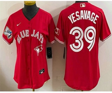 Women's Toronto Blue Jays #39 Trey Yesavage Red 50 Seasons Patch Stitched Jersey