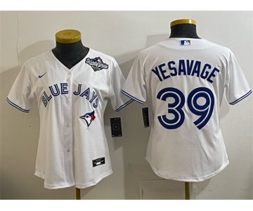 Women's Toronto Blue Jays #39 Trey Yesavage White 2025 World Series Home Cool Base Stitched Baseball Jersey