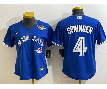 Women's Toronto Blue Jays #4 George Springer Royal 2025 World Series Cool Base Stitched Baseball Jersey