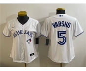 Women's Toronto Blue Jays #5 Daulton Varsho White Cool Base Stitched Baseball Jersey