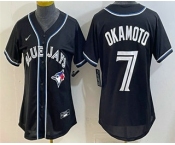 Women's Toronto Blue Jays #7 Kazuma Okamoto 2026 Black Fashion Cool Base Jersey Women's Toronto Blue Jays #7 Kazuma Okamoto 2026 Black Fashion Cool Base Jersey