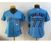Women's Toronto Blue Jays #77 Louis Varland Blue Stitched Baseball Jersey Women's Toronto Blue Jays #77 Louis Varland Blue Stitched Baseball Jersey
