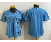 Women's Toronto Blue Jays Blank Blue 2025 World Series Cool Base Stitched Baseball Jersey Women's Toronto Blue Jays Blank Blue 2025 World Series Cool Base Stitched Baseball Jersey