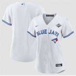 Women's Toronto Blue Jays Blank White 2025 World Series Home Cool Base Stitched Baseball Jersey Women's Toronto Blue Jays Blank White 2025 World Series Home Cool Base Stitched Baseball Jersey
