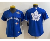 Women's Toronto Blue Jays & Leafs Royal 2025 World Series With White Leafs Logo Cool Base Stitched Baseball Jersey Women's Toronto Blue Jays & Leafs Royal 2025 World Series With White Leafs Logo Cool Base Stitched Baseball Jersey