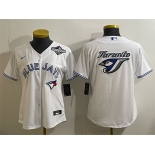 Women's Toronto Blue Jays Team Big Logo White 2025 World Series Cool Base Stitched Baseball Jersey Women's Toronto Blue Jays Team Big Logo White 2025 World Series Cool Base Stitched Baseball Jersey