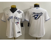 Women's Toronto Blue Jays Team Big Logo White 2025 World Series Cool Base Stitched Baseball Jersey Women's Toronto Blue Jays Team Big Logo White 2025 World Series Cool Base Stitched Baseball Jersey