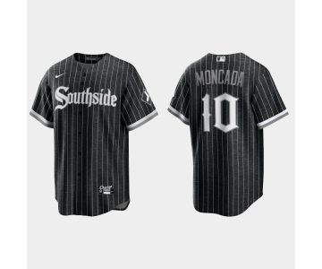 Youth Chicago White Sox #10 Yoan Moncada 2021 City Connect Replica Black Jersey