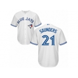 Youth Majestic Toronto Blue Jays #21 Michael Saunders Replica White Home MLB Jersey