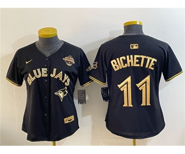 Youth Toronto Blue Jays #11 Bo Bichette Black Gold 2025 American League Champions Limited Stitched Jersey