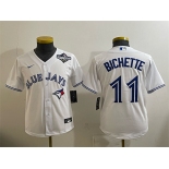 Youth Toronto Blue Jays #11 Bo Bichette White 2025 World Series Cool Base Stitched Baseball Jersey Youth Toronto Blue Jays #11 Bo Bichette White 2025 World Series Cool Base Stitched Baseball Jersey