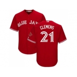 Youth Toronto Blue Jays #21 Roger Clemens Red Cool Base Canada Day Stitched MLB Jersey Youth Toronto Blue Jays #21 Roger Clemens Red Cool Base Canada Day Stitched MLB Jersey
