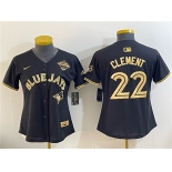 Youth Toronto Blue Jays #22 Ernie Clement Black Gold 2025 American League Champions Limited Stitched Jersey Youth Toronto Blue Jays #22 Ernie Clement Black Gold 2025 American League Champions Limited Stitched Jersey