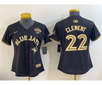 Youth Toronto Blue Jays #22 Ernie Clement Black Gold 2025 American League Champions Limited Stitched Jersey