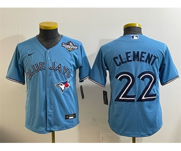 Youth Toronto Blue Jays #22 Ernie Clement Blue 2025 World Series Cool Base Stitched Baseball Jersey