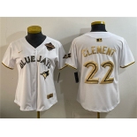 Youth Toronto Blue Jays #22 Ernie Clement White Gold 2025 American League Champions Limited Stitched Jersey Youth Toronto Blue Jays #22 Ernie Clement White Gold 2025 American League Champions Limited Stitched Jersey