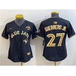 Youth Toronto Blue Jays #27 Vladimir Guerrero Jr. Black Gold 2025 American League Champions Limited Stitched Jersey Youth Toronto Blue Jays #27 Vladimir Guerrero Jr. Black Gold 2025 American League Champions Limited Stitched Jersey