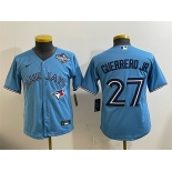 Youth Toronto Blue Jays #27 Vladimir Guerrero Jr. Blue 2025 World Series Cool Base Stitched Baseball Jersey Youth Toronto Blue Jays #27 Vladimir Guerrero Jr. Blue 2025 World Series Cool Base Stitched Baseball Jersey