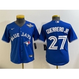 Youth Toronto Blue Jays #27 Vladimir Guerrero Jr. Royal 2025 World Series Cool Base Stitched Baseball Jersey Youth Toronto Blue Jays #27 Vladimir Guerrero Jr. Royal 2025 World Series Cool Base Stitched Baseball Jersey