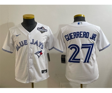 Youth Toronto Blue Jays #27 Vladimir Guerrero Jr. White 2025 World Series Cool Base Stitched Baseball Jersey