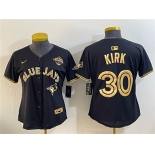 Youth Toronto Blue Jays #30 Alejandro Kirk Black Gold 2025 American League Champions Limited Stitched Jersey Youth Toronto Blue Jays #30 Alejandro Kirk Black Gold 2025 American League Champions Limited Stitched Jersey