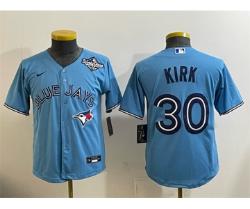 Youth Toronto Blue Jays #30 Alejandro Kirk Blue 2025 World Series Cool Base Stitched Baseball Jersey