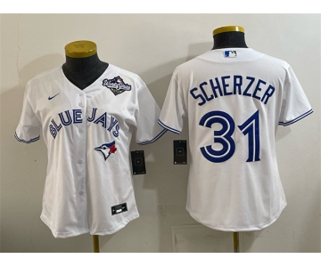 Youth Toronto Blue Jays #31 Max Scherzer White 2025 World Series Cool Base Stitched Baseball Jersey