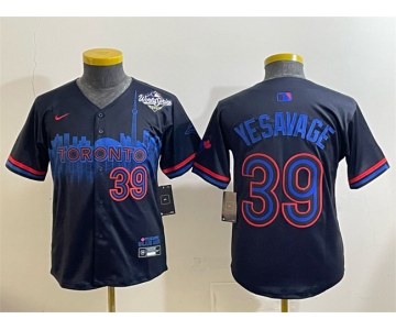 Youth Toronto Blue Jays #39 Trey Yesavage Navy 2025 World Series City Connect Limited Stitched Baseball Jersey