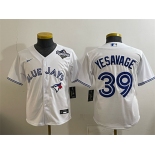 Youth Toronto Blue Jays #39 Trey Yesavage White 2025 World Series Cool Base Stitched Baseball Jersey Youth Toronto Blue Jays #39 Trey Yesavage White 2025 World Series Cool Base Stitched Baseball Jersey